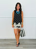 Sleeveless Scallop Lace Trim Polka Dot Top (Reg.) - 2 Colors