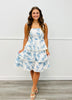 Blue Floral Eyelet Ruffled Midi Dress (Reg & Plus)