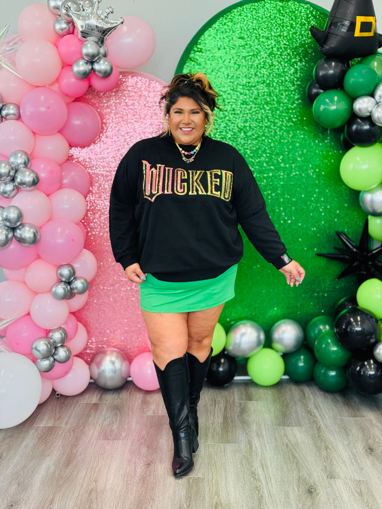Queen Of Sparkles Licensed Black 'Wicked' Logo Sweatshirt (Reg. and Plus)