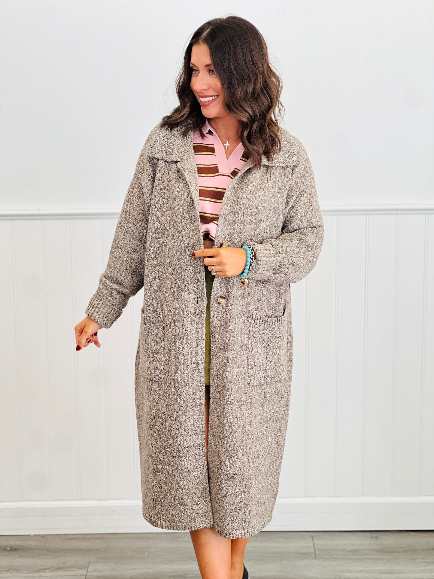 Brown Sweater Longline Cardigan (Reg.)