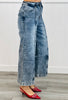Denim Ruffle Trim High Waist Pants (Reg. and Plus)