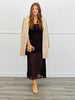 Coffee Sleeveless Sheer Trim Midi Dress (Reg.)