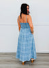 Blue Plaid Smocked Midi Dress (Reg. and Plus)