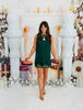 Hunter Green Lace Trim Sleeveless Mini Dress (Reg.)