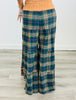 Green Multi Plaid Contrast Suede Pants (Reg & Plus)