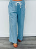 Blue Denim Pinstriped Drawstring Pants (Reg & Plus)