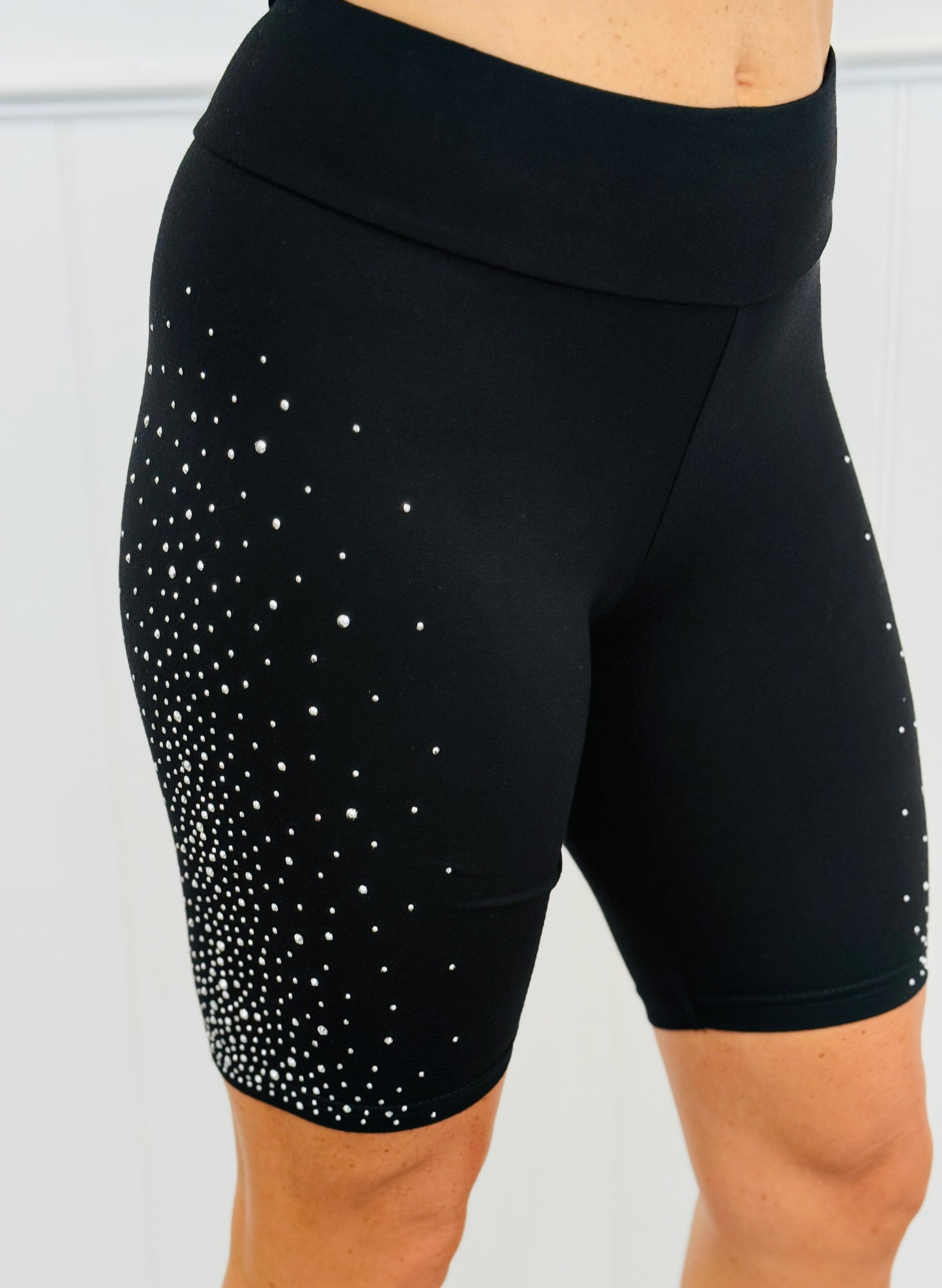 Black Rhinestone Side Biker Shorts (Reg. and Plus)