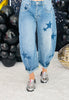 Dark Denim Mineral Washed Star Barrel Pants (Reg.)