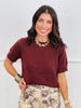 Chocolate Short Sleeve Sweater Top (Reg & Plus)