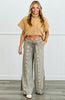 POL Olive Stripe Floral Trim Baggy Pants (Reg.)