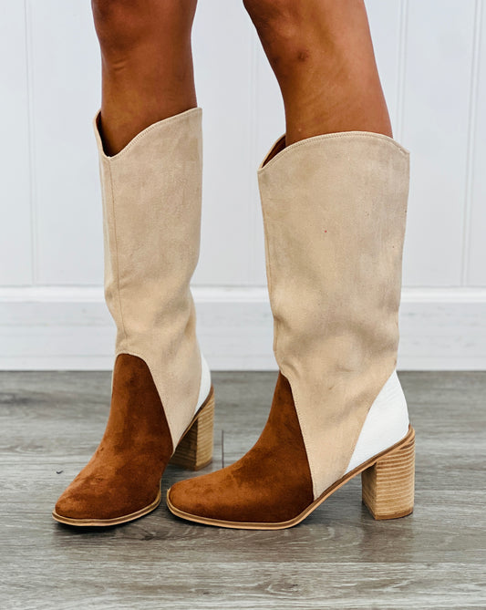 Chestnut 3-Tone Patchwork Boots