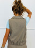 Olive Houndstooth Lace Trim Sleeveless Jacket (Reg.)