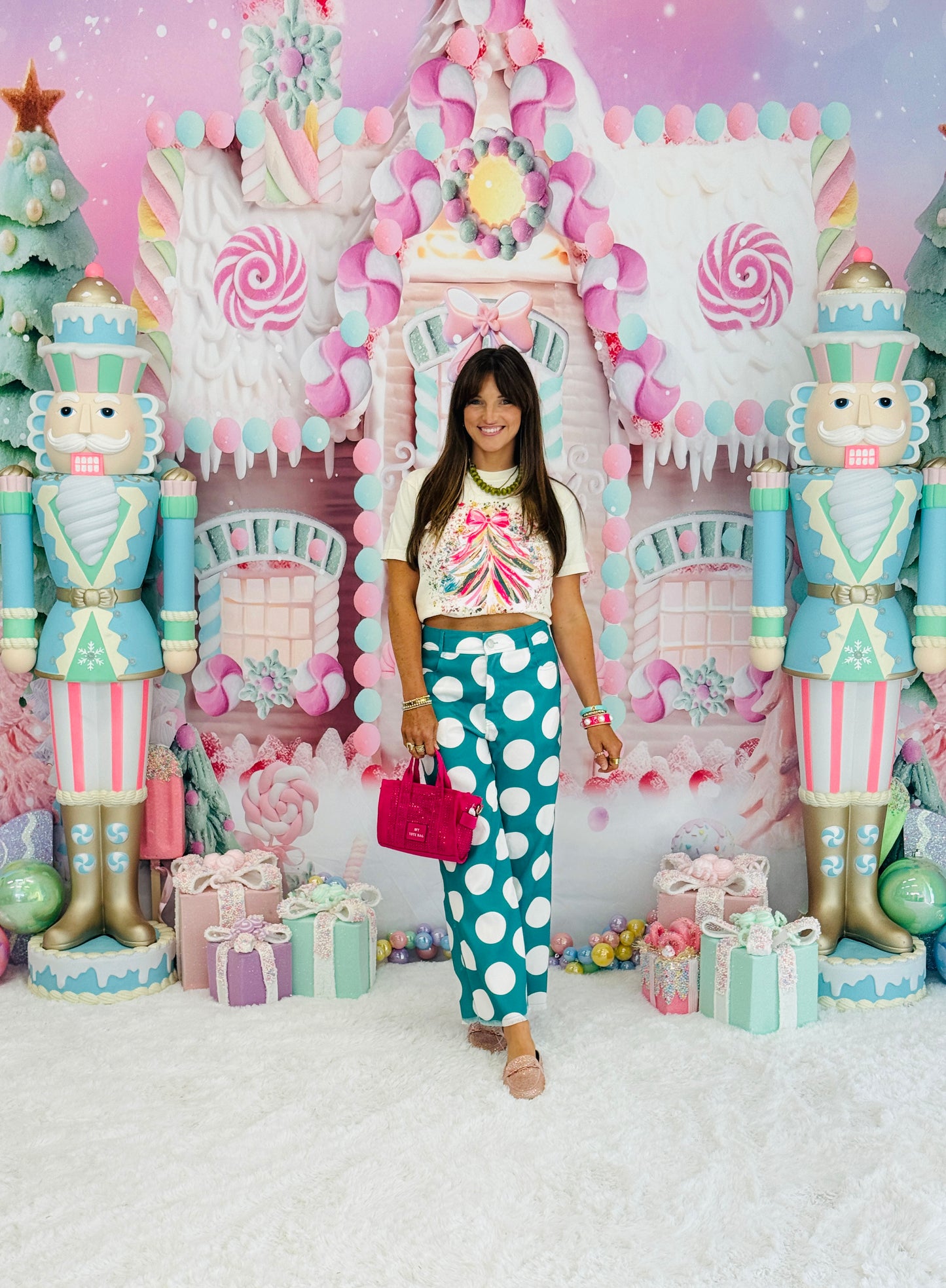 Jade Green Big Polka Dot Trouser Pants (Reg.)