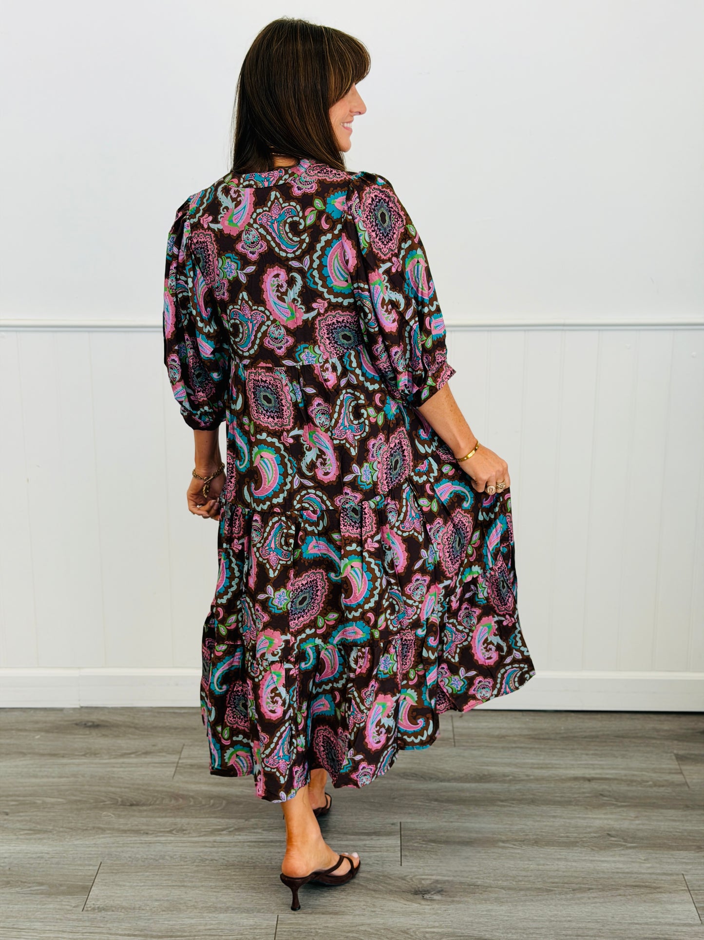 Brown Paisley Boho Maxi Dress (Reg & Plus)