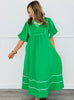 Green Smocked Neck Midi Dress (Reg.)