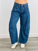 Denim Dark Striped Crop Barrel Jeans (Reg.)