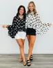 Polka Dot Ruffled Chiffon Blouse (Reg & Plus) - 2 Colors