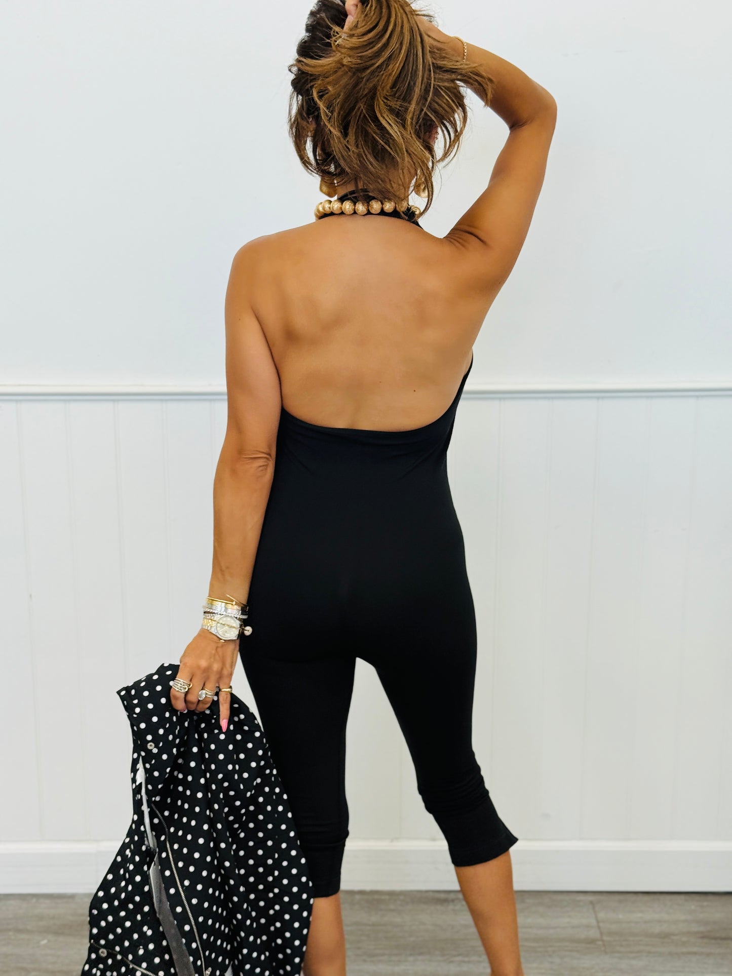 Black Halter Neck Capri Jumpsuit (Reg.)