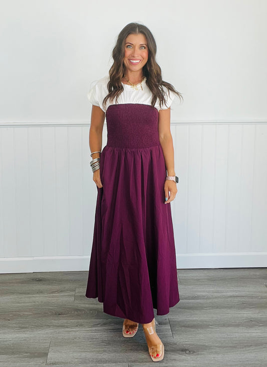 Plum Round Neck Midi Dress (Reg.)