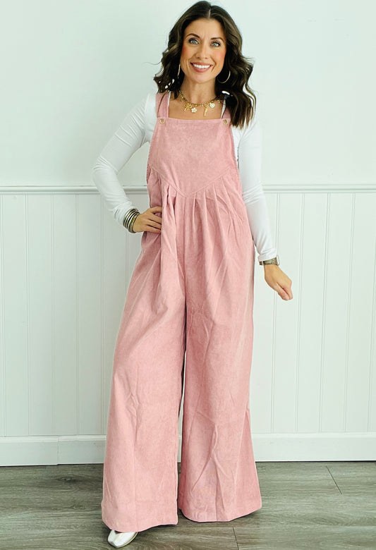 Powder Pink Corduroy Overalls (Reg & Plus)