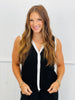 Black Contrast Trim Sleeveless Top (Reg.)