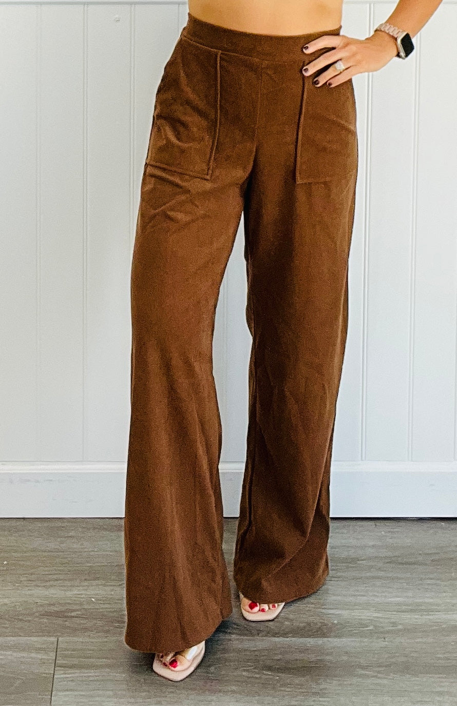 Brown Corduroy High Waist Pants (Reg)