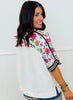 White Contrast Floral Top (Reg & Plus)