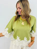 Scallop Lace Trim Pullover Top (Reg.)-4 Colors