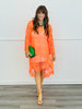 Neon Orange Crochet Knit Cover Up Dress (One Size)