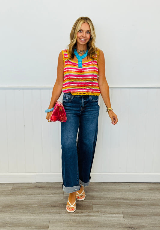 Multi Crochet Sleeveless Top (Reg. and Plus)