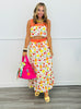 Fruit Print Bubble Hem Top & Skirt Set (Reg. and Plus)