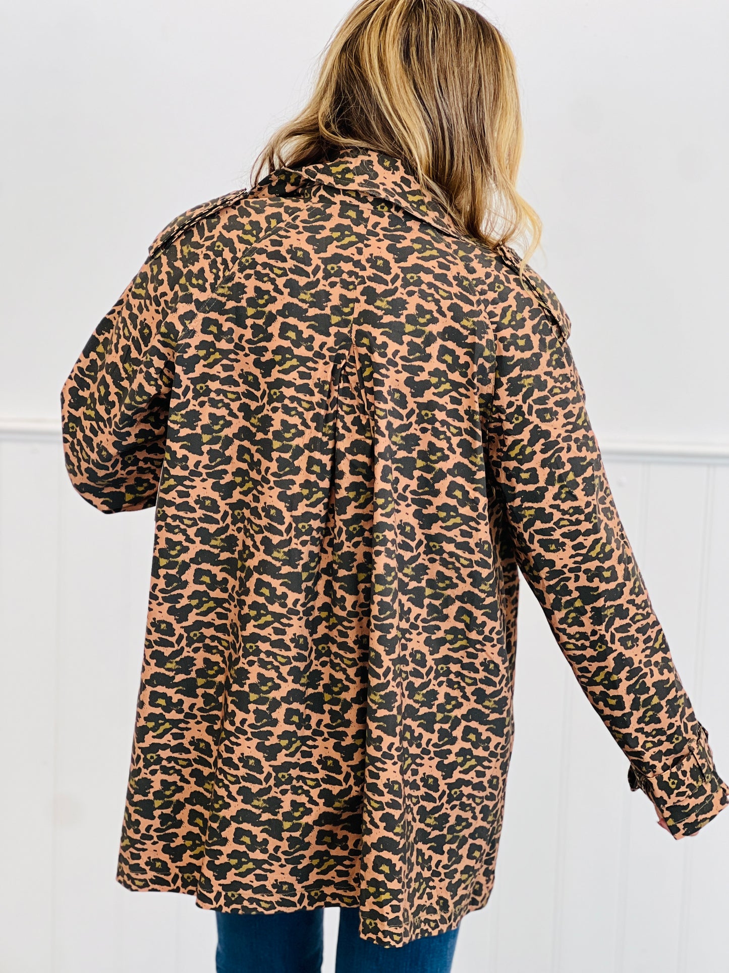 Sand Multi Animal Print Crop Trench Coat (Reg.)