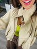 Beige Bubble Hem Lightweight Jacket (Reg.)