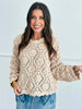 POL Mocha Open Knit Crochet Sweater (One Size)