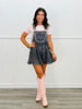Black Denim Guitar Strap Overall Romper (Reg.)
