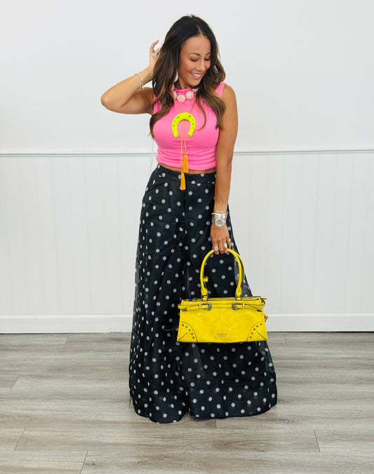 Black Polka Dot Wide Leg Pants (Reg.)