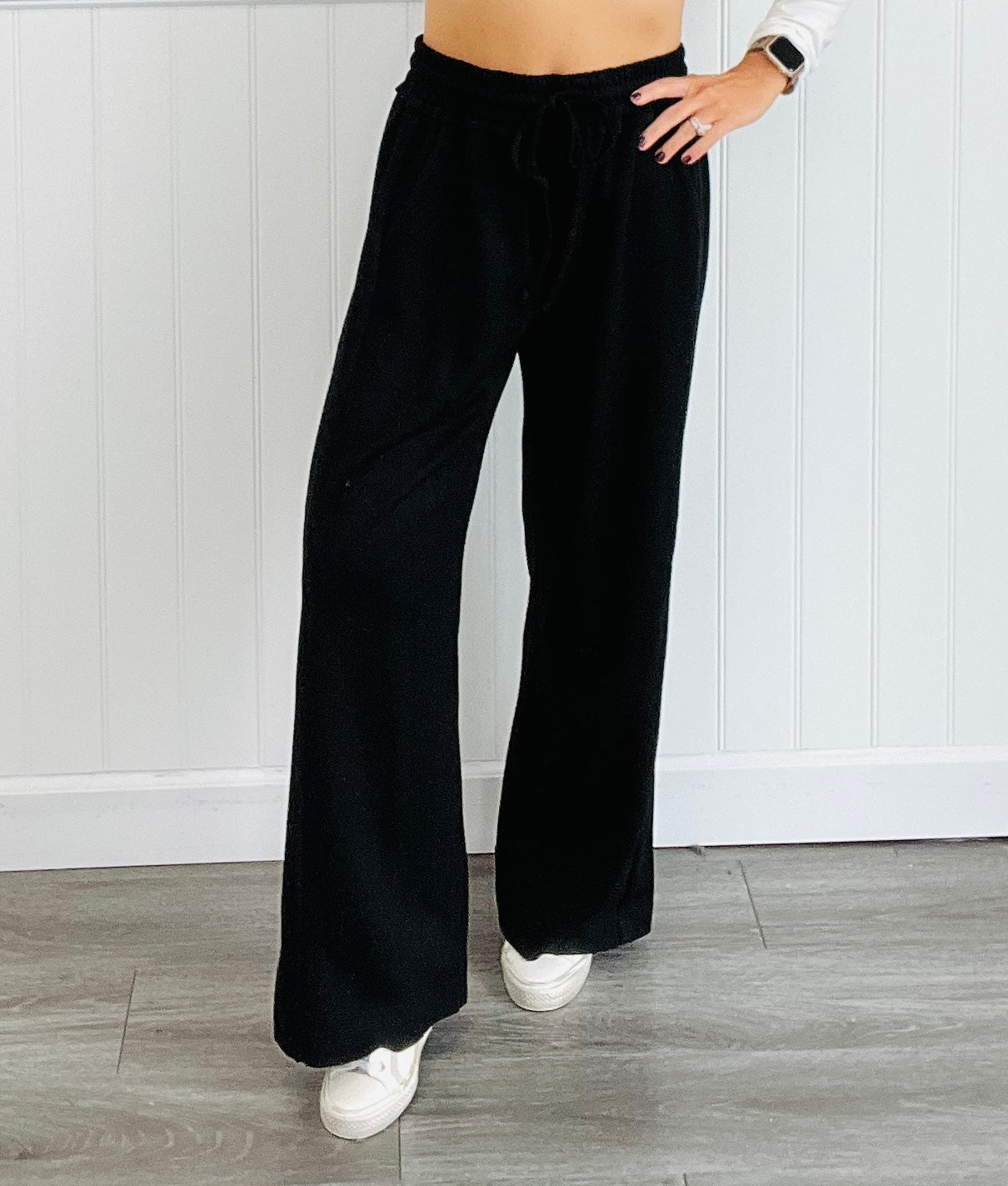 High Waist Wide Leg Pants (Reg & Plus)-2 Colors