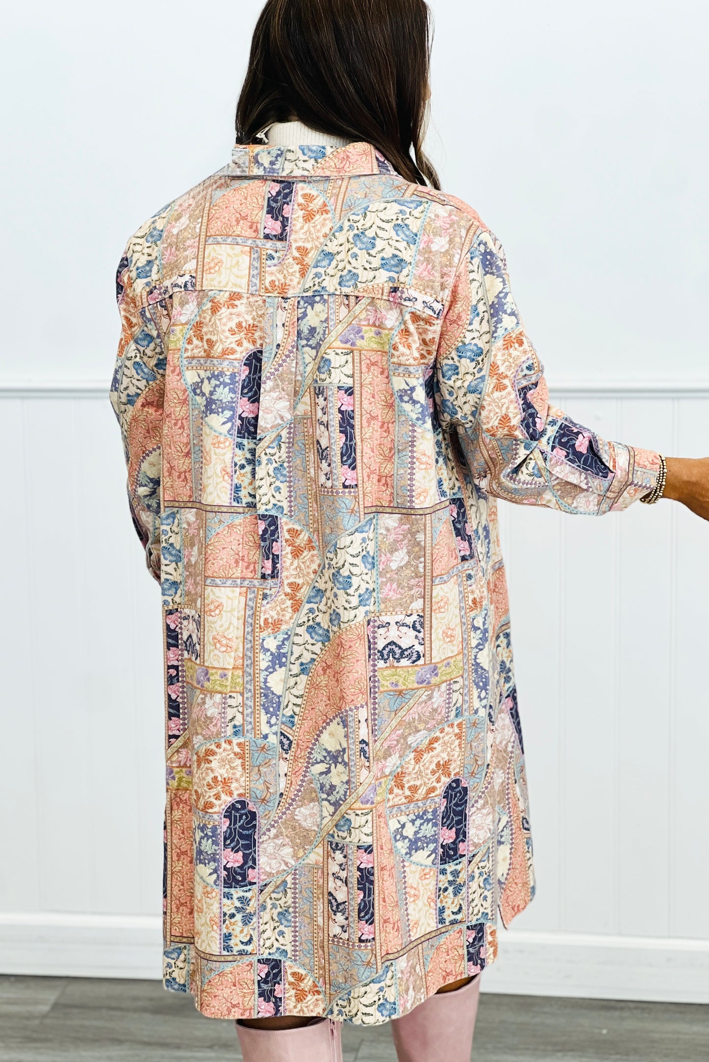 Floral Denim Longline Shacket (Reg.)