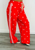 Red Polka Dot Side Stripe Pants (One Size)