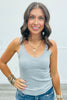 Ribbed V-Neck Lace Tank Top (Reg.)- 6 Colors