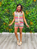 Pink Stripe Crochet Shorts Set (Reg.)