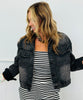 Black Denim Rhinestone Button Up Jacket (Reg. and Plus)