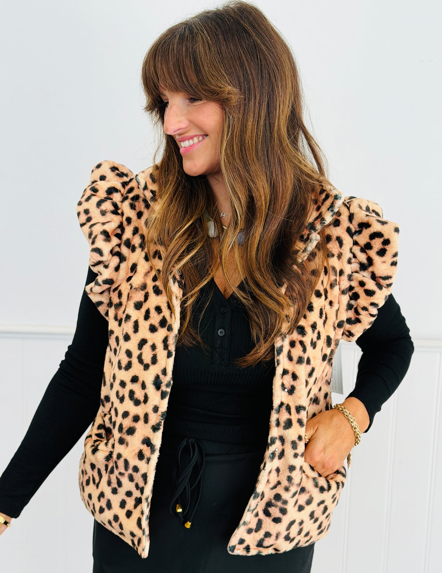 Leopard Fuzzy Vest (Reg. and Plus)