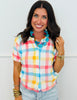 Multi Check Sweater Cardigan Top (Reg.)