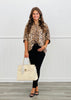 Leopard Sequined Half Sleeve Shirt (Reg & Plus)