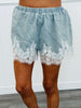 Denim Lace Trim Shorts (Reg.)