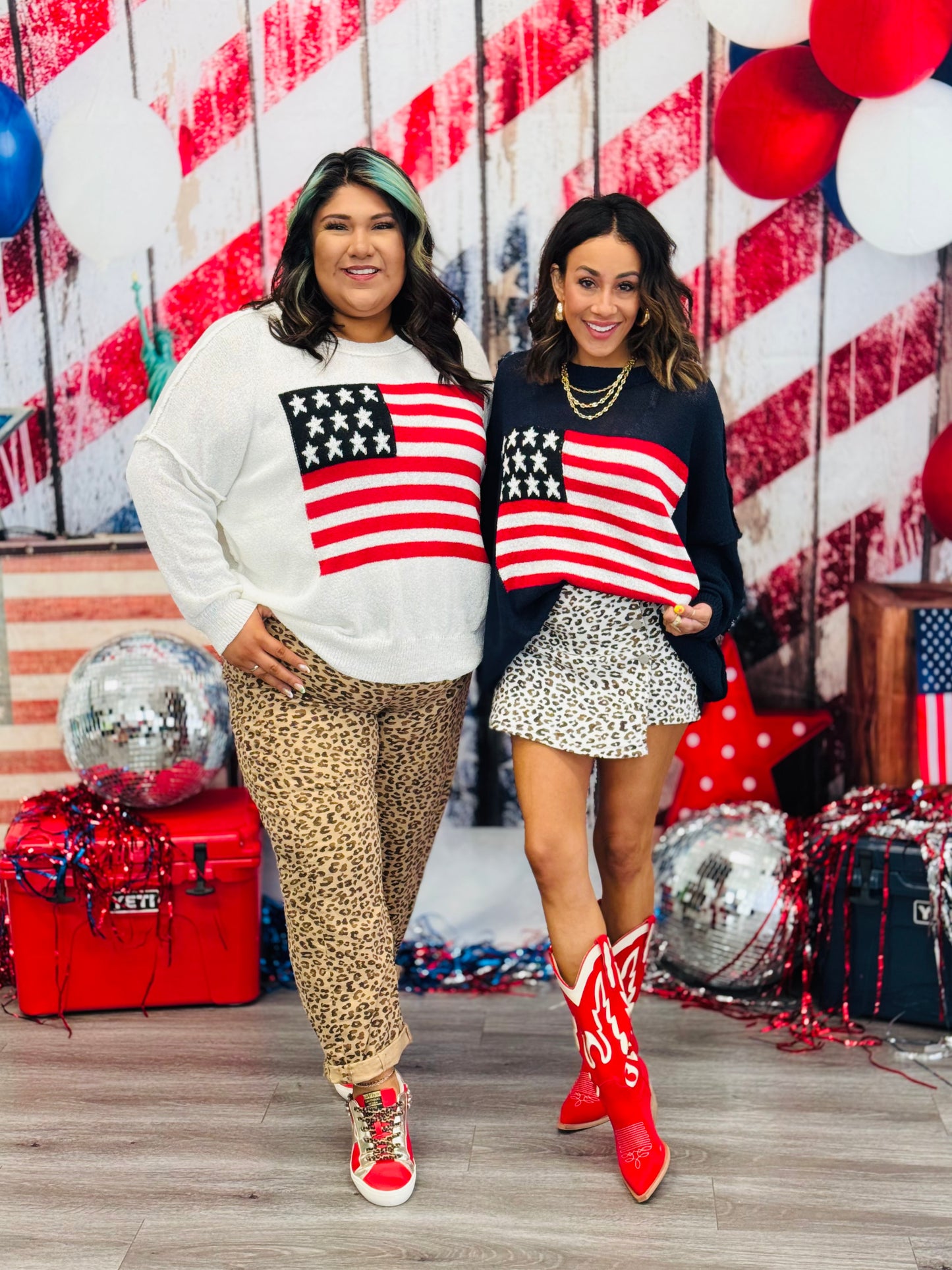 American Flag Pullover Sweater (Reg & Plus)-2 Colors