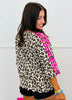 Hot Pink/Cream Contrast Stripe Leopard Pullover Top (Reg.)