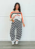 Queen Of Sparkles White, Black & Orange Stripe 'Trick or Treat' Sweater (Reg. and Plus)