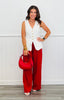 White Button Down Vest Top (Reg.)